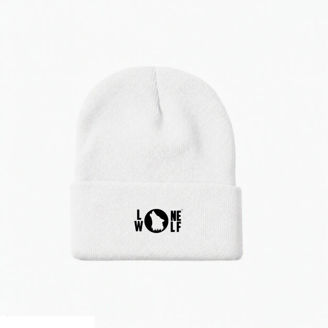 White Lone Wolf Emblem Beanie